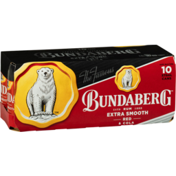 Photo of Bundaberg Rum Extra Smooth Red & Cola Can 375ml 10 Pack