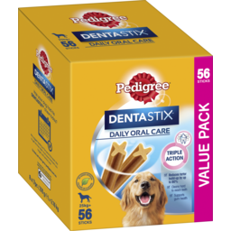 Photo of Pedigree Dentastix Daily Oral Care Large Dog Treat Triple Action Dental Chew 56 Sticks Box 