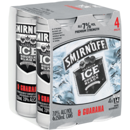 Photo of Smirnoff Ice Double Black With Guarana 7% 4.0x250ml