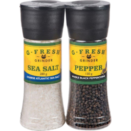 Photo of G Fresh Coarse Atlantic Sea Salt & Whole Black Peppercorns Grinder Pack