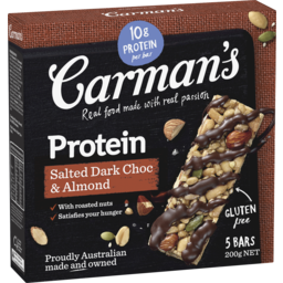Photo of Carman's Protein Bars Salted Dark Choc & Almond 5 Pack 200g 200g