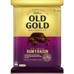 Photo of Cadbury Old Gold Dark Chocolate Old Jamaica Rum N Raisin Large Block