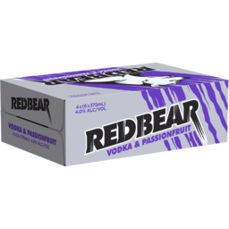 Photo of Red Bear Vodka Passionfruit 375ml 24 Pack