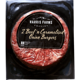 Photo of Harris Farms Patties Beef & Caramelised Onion 2 Pack
