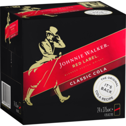 Photo of Johnnie Walker Red Label & Cola Can 4.6% Cube 375ml 24 Pack