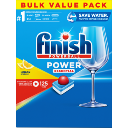 Photo of Finish Powerball Power Essential Lemon Sparkle Dishwasher Tablets 125 Pack
