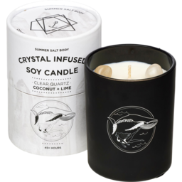 Photo of Summer Salt Body  Candle (Soy) – Crystal Infused – Clear Quartz (Coconut +Lime)