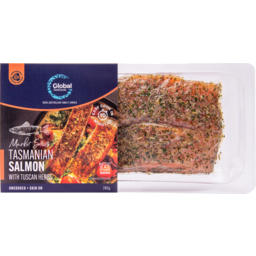 Photo of Global Seafoods Tas Salmon Skin On Tusc Herb 2pc 280g 280g