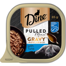 Photo of Dine Pulled Menu Adult Wet Cat Food Gravy Indulgence With Tuna 85g Tray 85g