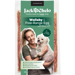 Photo of Jack & Chelo Dog Meals Wallaby & Free-Range Egg with Hemp Seeds 200g