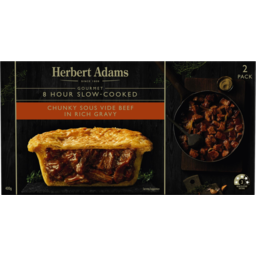 Photo of Herbert Adams Chunky Sous Vide Beef In Rich Gravy Gourmet 8 Hour Slow Cooked Pies 2 Pack