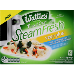 Photo of Wattie's Steam Fresh Broccoli, Cauliflower & Carrot With Cheese Sauce 235g