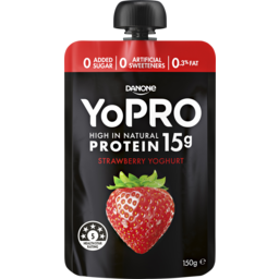 Photo of Yopro High Protein Strawberry Greek Yoghurt Pouch 150g