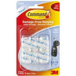 Photo of Command Mini Hooks Clear. 6pk