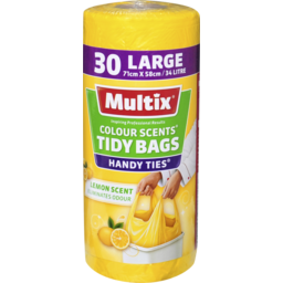 Photo of Multix Colour Scents Handy Ties Tidy Bags Large 30 Pack | Lemon Scent 