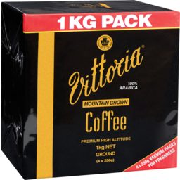 Photo of Vittoria Coffee Mountain Grown Ground Coffee 1kg 4.0x250g