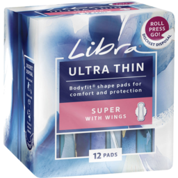 Photo of Libra Ultra Thin Super Pads With Wings 12 Pack