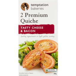 Photo of Temptation Bakeries Tasty Cheese & Bacon Premium Quiche 2 Pack 280g