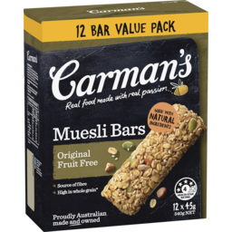 Photo of Carman's Original Fruit Free Muesli Bars Value Pack 12x45gm