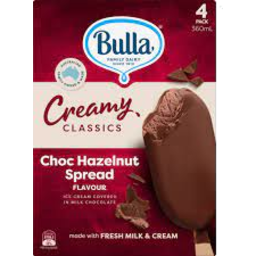 Photo of Bulla Ice Cream Creamy Classic Choc Hazelnut 4s