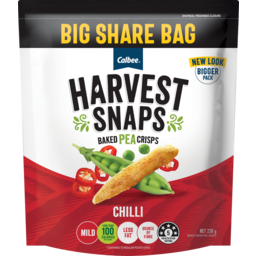 Photo of Calbee Harvest Snaps Baked Pea Crisps Chilli Big Share Bag 230g