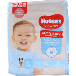 Photo of Huggies Ultra Dry Nappies Walker Boy Size 5 16pk