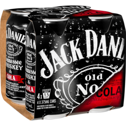 Photo of Jack Daniels & Cola Can 375ml 4 Pack
