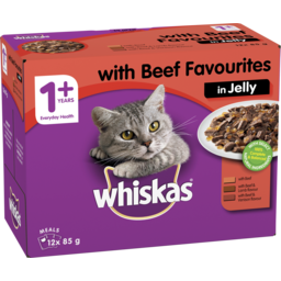 Photo of Whiskas 1+ Wet Cat Food With Beef Favourites In Jelly 12x85g Pouches 12.0x85g