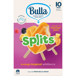 Photo of Bulla Tropical Wildberry Orange Splits Ice Creams 10 Pack 750ml