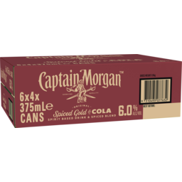 Photo of Captain Morgan Original Spiced Gold & Cola 6x4x 6.0% Cans 24x375ml