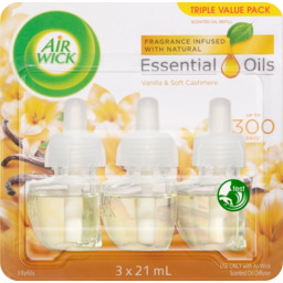 Photo of Air Wick Refill Fragrance Infused with Natural Essential Oils Vanilla & Soft Cashmere 3 Pack