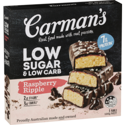 Photo of Carman's Low Sugar & Low Carb Bars Raspberry Ripple 3 Pack 120g 120g