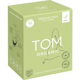 Photo of Tom Organic Ultra Thin Regular Organic Cotton Pads With Wings 10 Pack 