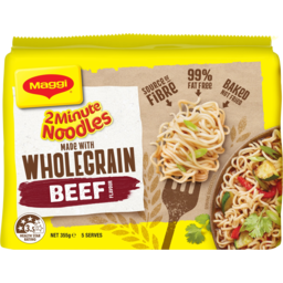 Photo of Maggi 2 Minute Beef Flavour Made With Invisible Wholegrain Instant Noodles 5 Pack 355g