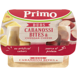 Photo of Primo Duos Cabanossi Bites & Cheddar Cheese 50g