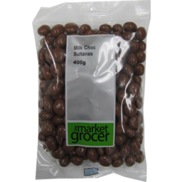 Photo of The Market Grocer Milk Chocolate Sultanas 400gm