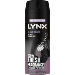 Photo of Lynx Deodorant Body Spray 100% Fresh Fragrance + 48HR Odour Protection Black Night cool mint and cedarwood scent