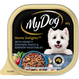 Photo of My Dog Home Delights Wet Dog Food With Hearty Chicken, Pasta & Garden Vegetables 100g Tray 100g