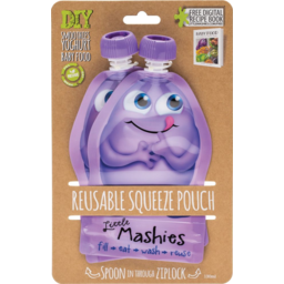 Photo of LITTLE MASHIES Reusable Squeeze Pouch Purple 2 Pack