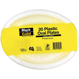 Photo of Black & Gold Plate Plastic Oval 300mm 20s