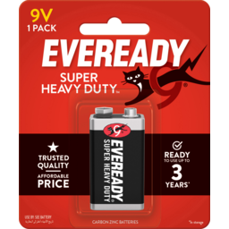 Photo of Eveready Black Label Super Heavy Duty 9v Battery Single Pack
