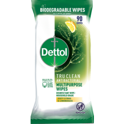 Photo of Dettol Tru Clean Zesty Citrus & Lemongrass Antibacterial Multipurpose Wipes 90 Pack