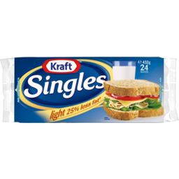 Photo of Kraft Singles 25% Less Fat Light Cheese Slices 24 Pack 432g