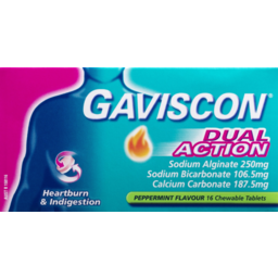 Photo of Gaviscon Dual Action Peppermint Indigestion & Heartburn Relief Chewable Tablets 16 Pack