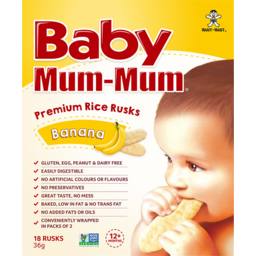 Photo of Baby Mum Mum Premium Rice Rusks Banana 12+ Months 18 Pack 36g