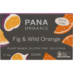 Photo of Pana Organic Plant Based Gluten Free Fig & Wild Orange Dark Chocolate 45g