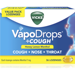 Photo of Vicks Vapodrops + Cough Honey Lemon Menthol 36 Pack