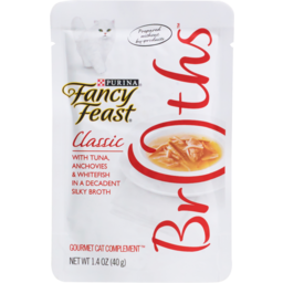 Photo of Purina Fancy Feast Broths Classic With Tuna, Anchovies & Whitefish In A Decadent Silky Broth 40g