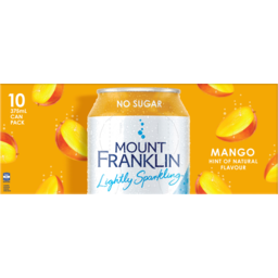 Photo of Mount Franklin Lightly Sparkling Mango Hint Of Natural Flavour No Sugar Cans 10x375ml