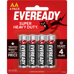 Photo of Eveready Black Label Super Heavy Duty Aa Batteries 4 Pack